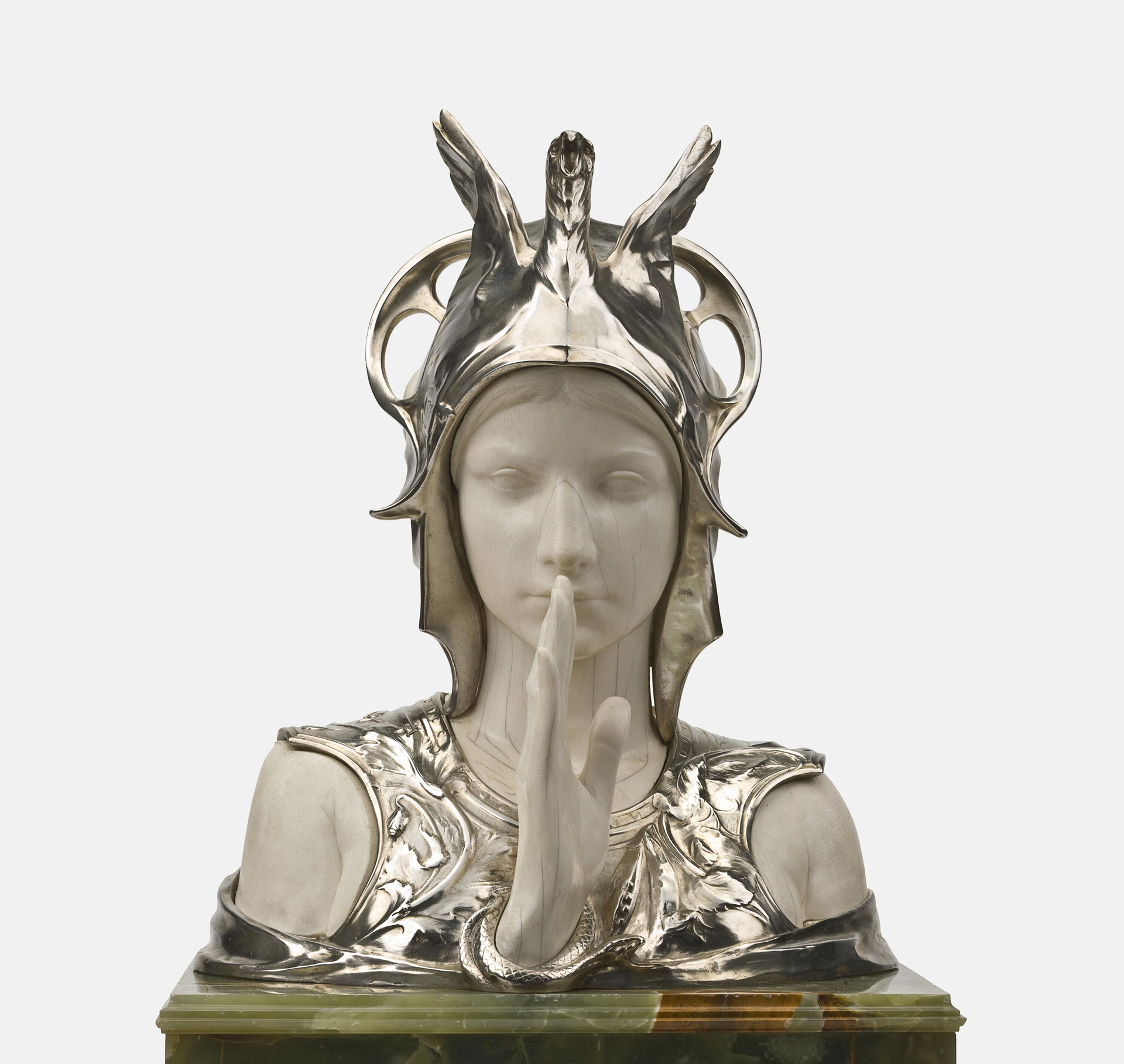 Collections d'Arts décoratifs du Musée Art & Histoire de Bruxelles, Charles Van Der Stappen, Sphinx mystérieux , 1897, Bruxelles, ivoire et argent, (c) photo Musée Art & Histoire, Boombartstic Art Magazine