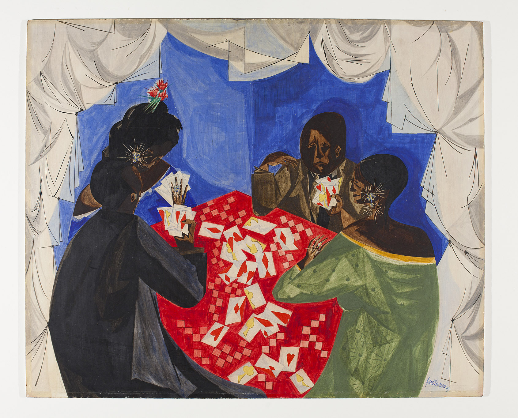 Jacob Lawrence (1917-2000, Atlantic City, USA),The Card Game,1953, Tempéra sur panneau, exposition When We See Us, BOZAR, Bruxelles, 2025, Boombartstic Art Magazine